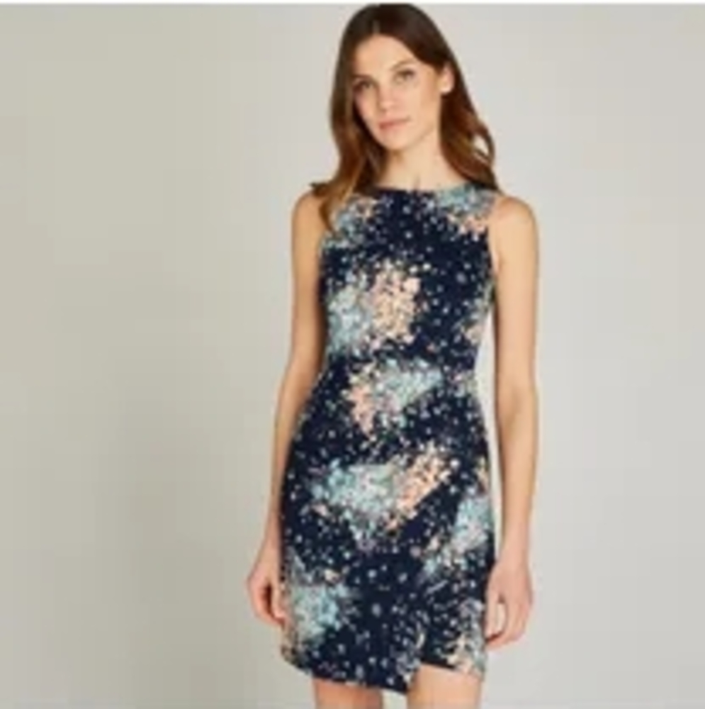 APRICOT Blue and White Sheath Mini Dress